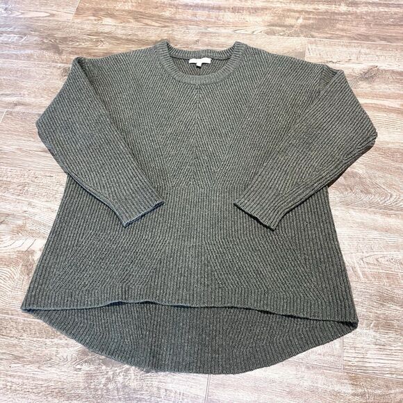 Madewell Sweater Womens Size Small Olive Merino Wool Ribbed Casual Stretch Top - Picture 2 of 14